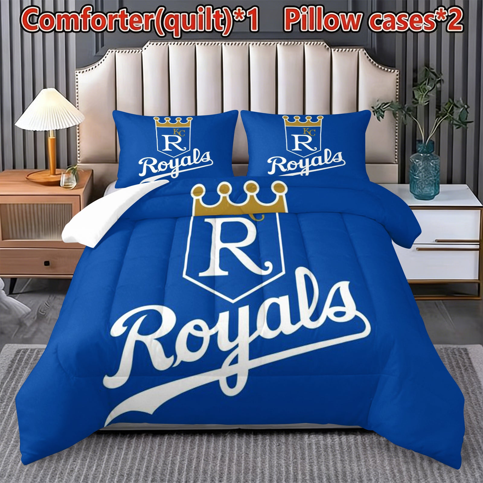Kansas City Royals Comforter Pillowcase Sets Blanket All Season Reversible Quilted Duvet