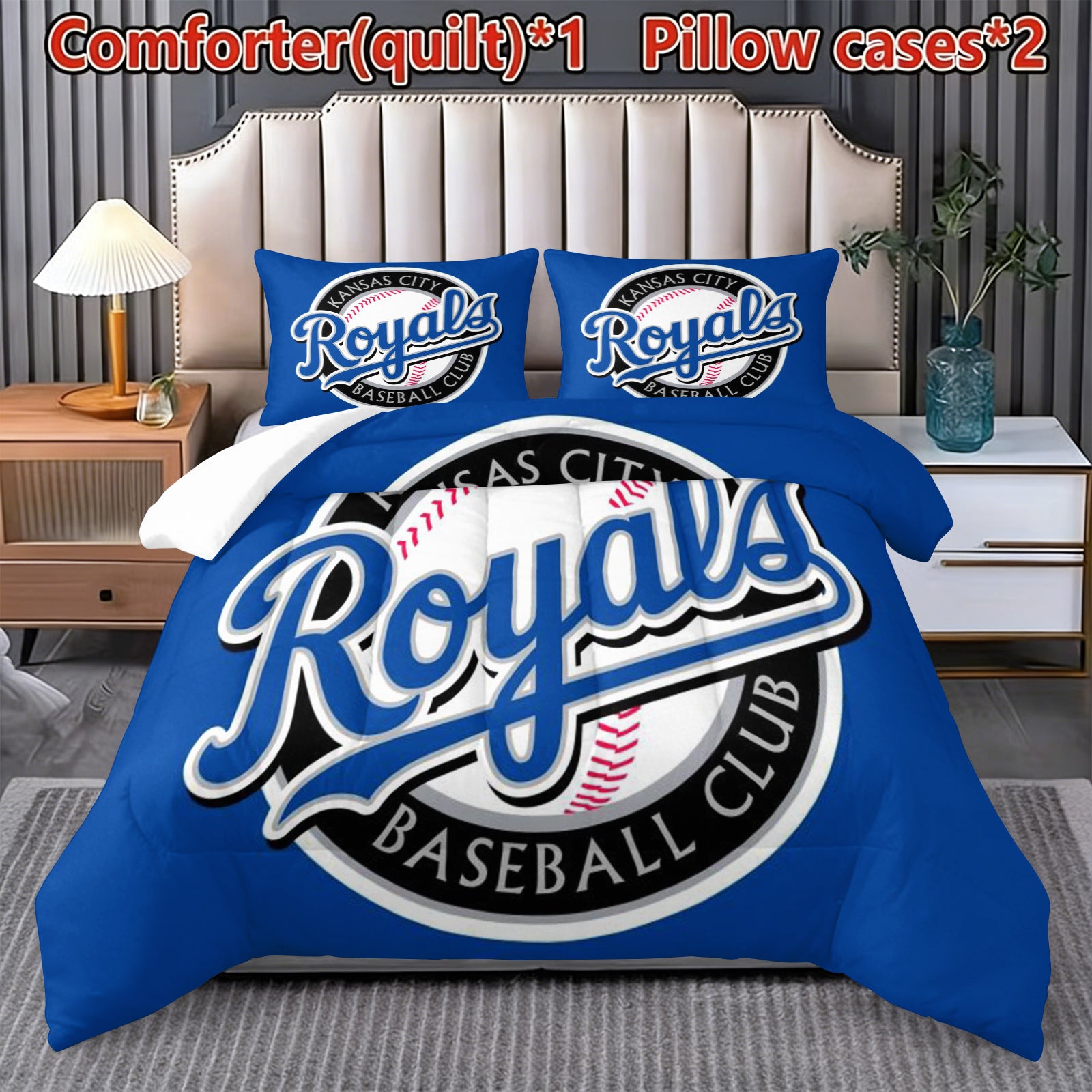 Kansas City Royals Comforter Pillowcase Sets Blanket All Season Reversible Quilted Duvet