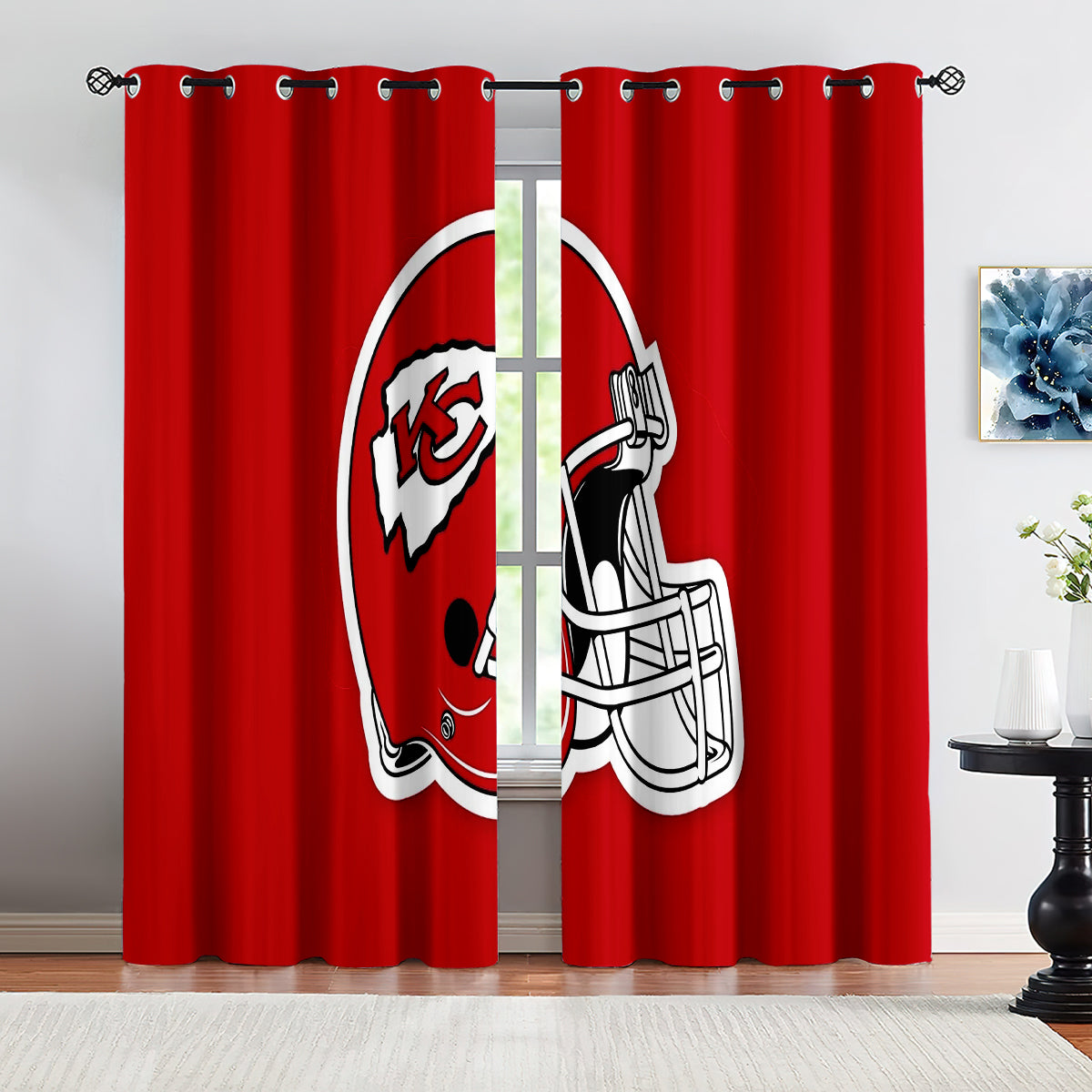 Kansas City Chiefs Football League Curtains Blackout Window Treatments Drapes Room Decor