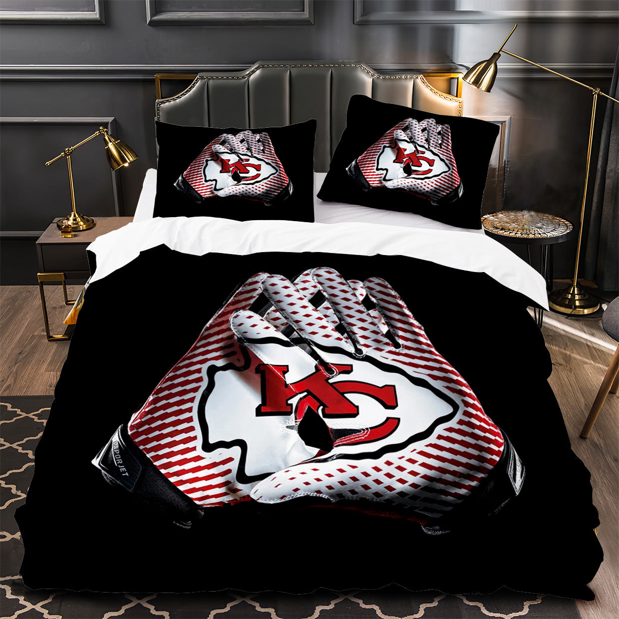 Kansas City Chiefs Football Duvet Cover Quilt Case Pillowcase Bedding Set Without Filler