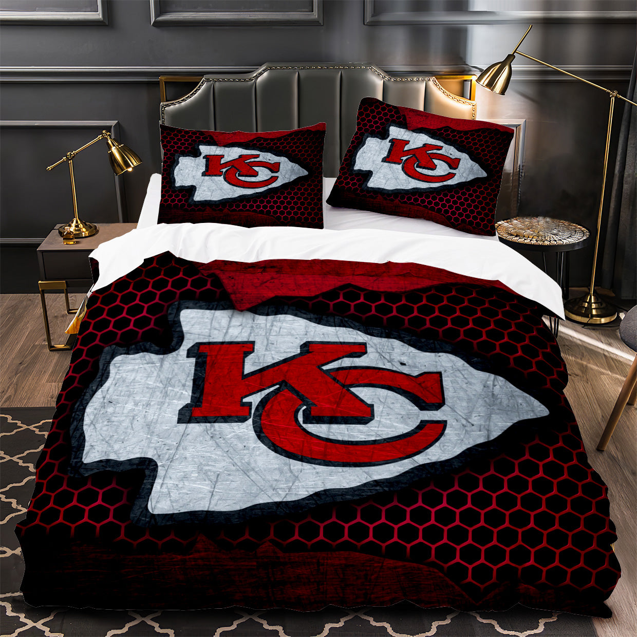Kansas City Chiefs Football Duvet Cover Quilt Case Pillowcase Bedding Set Without Filler