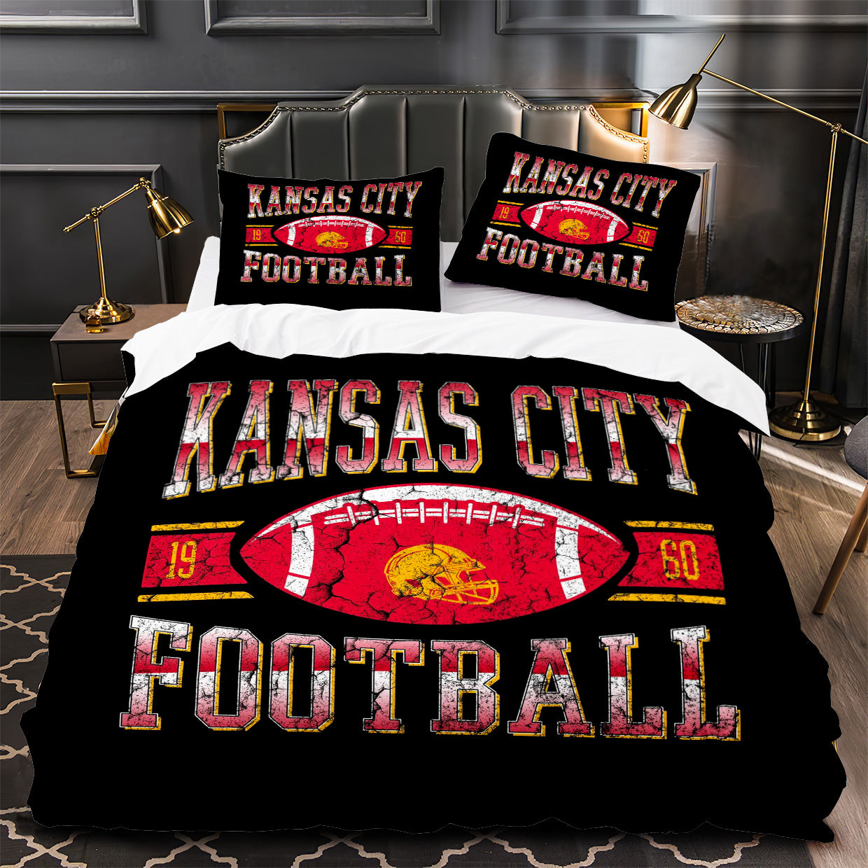 Kansas City Chiefs Football Duvet Cover Quilt Case Pillowcase Bedding Set Without Filler