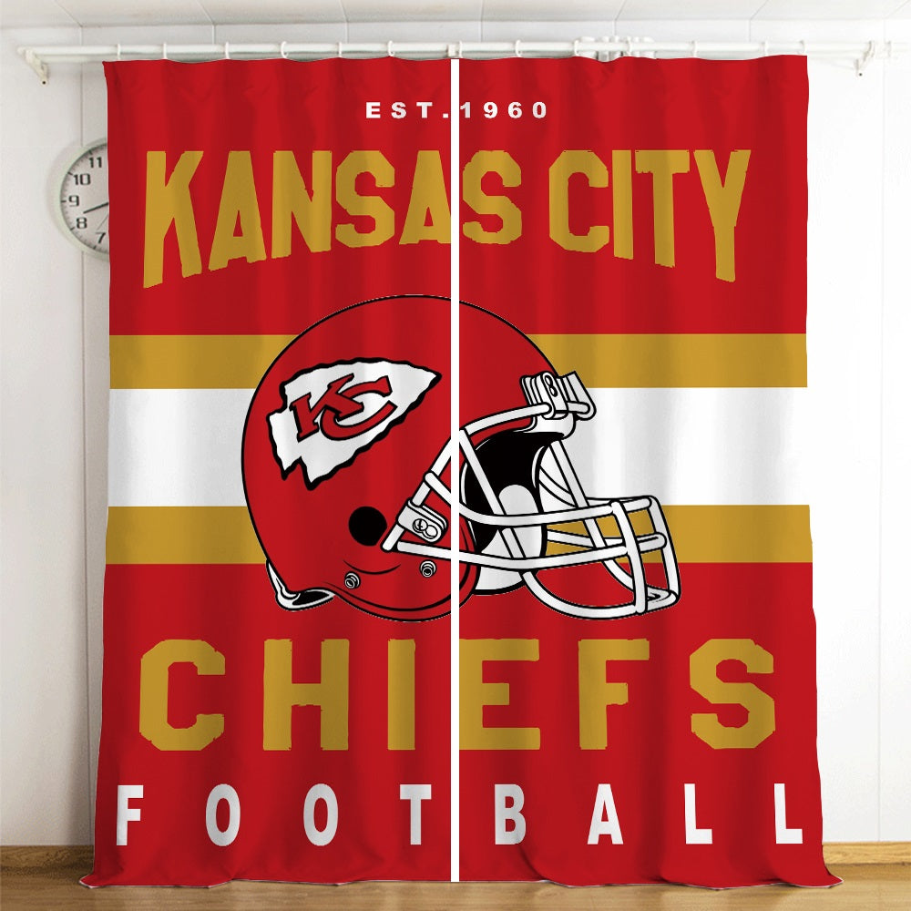 Kansas City Chiefs Football League Curtains Blackout Window Treatments Drapes Room Decor