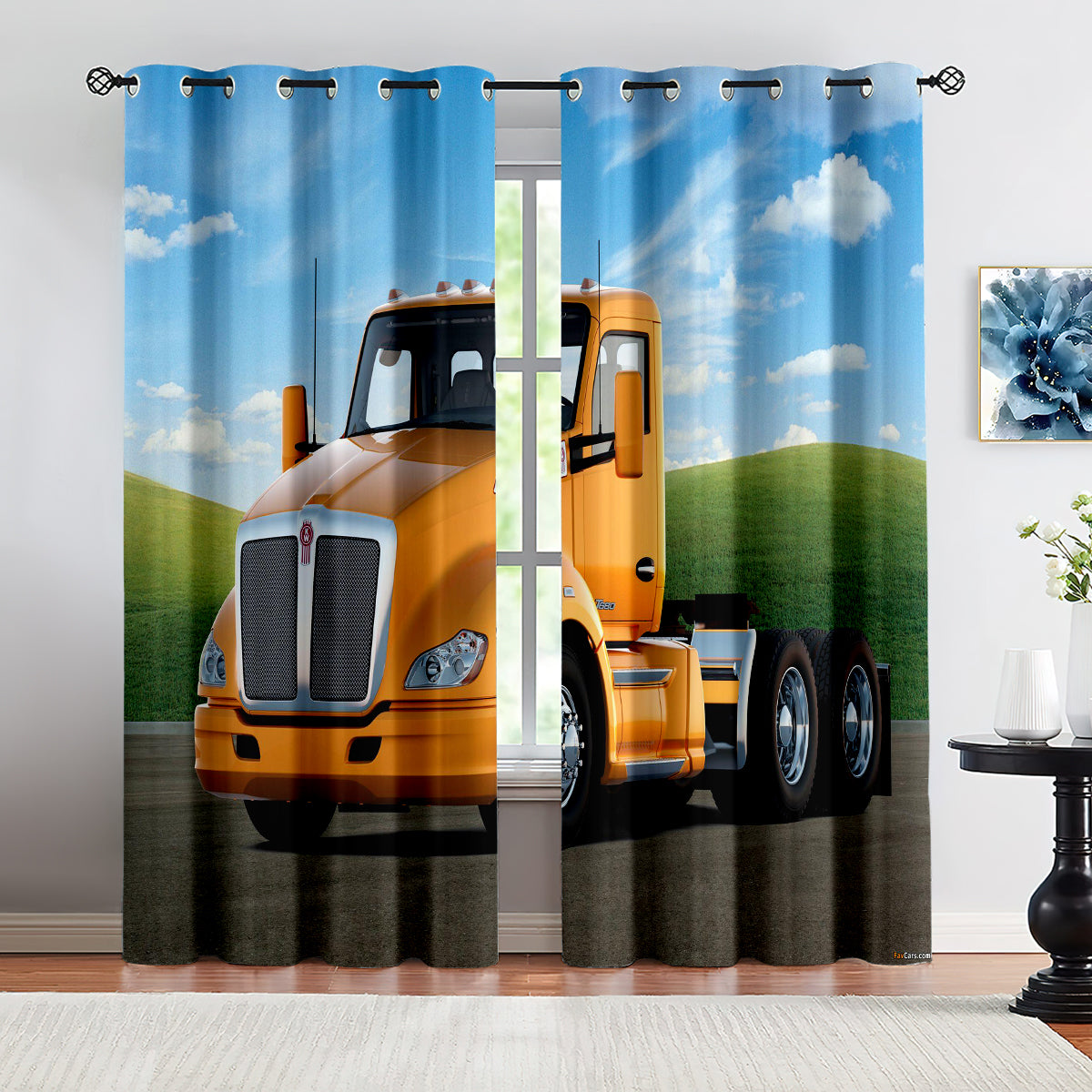 Kenworth Truck Blackout Curtains Drapes for Window Treatment Set