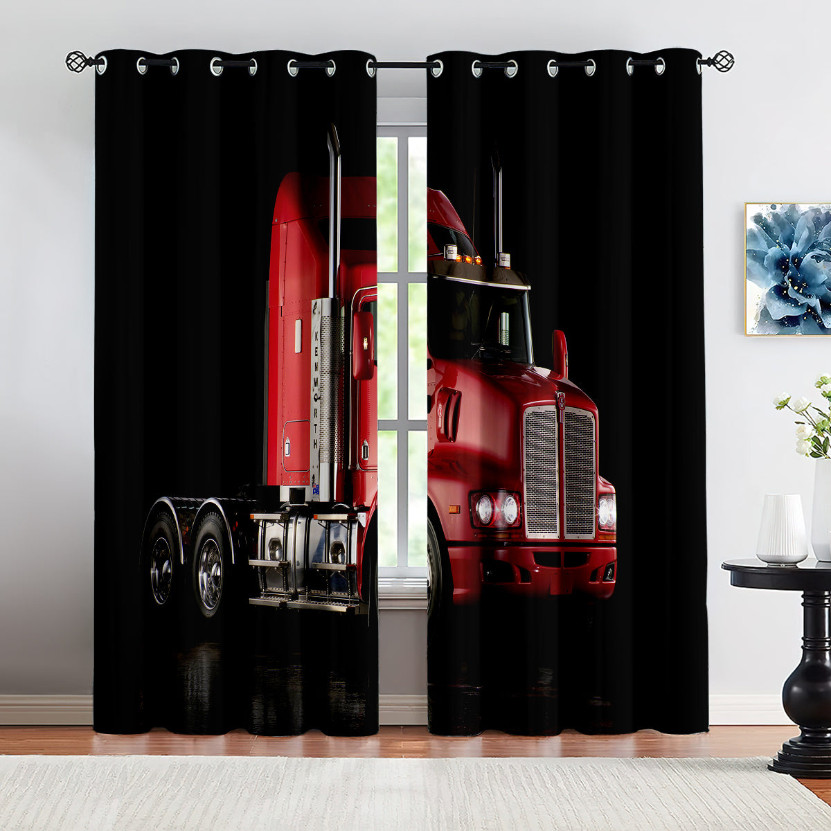 Kenworth Truck Blackout Curtains Drapes for Window Treatment Set