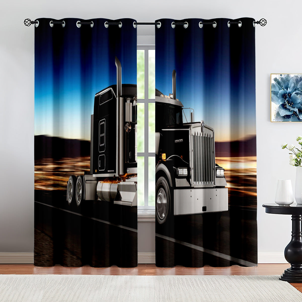 Kenworth Truck Blackout Curtains Drapes for Window Treatment Set