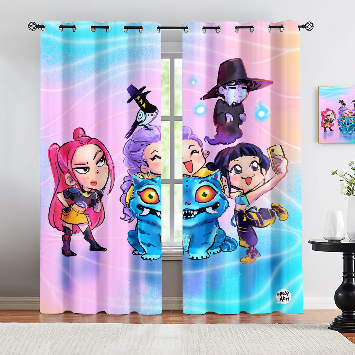 Kpop Demon Hunters  Blackout Curtains Drapes for Window Treatment Set
