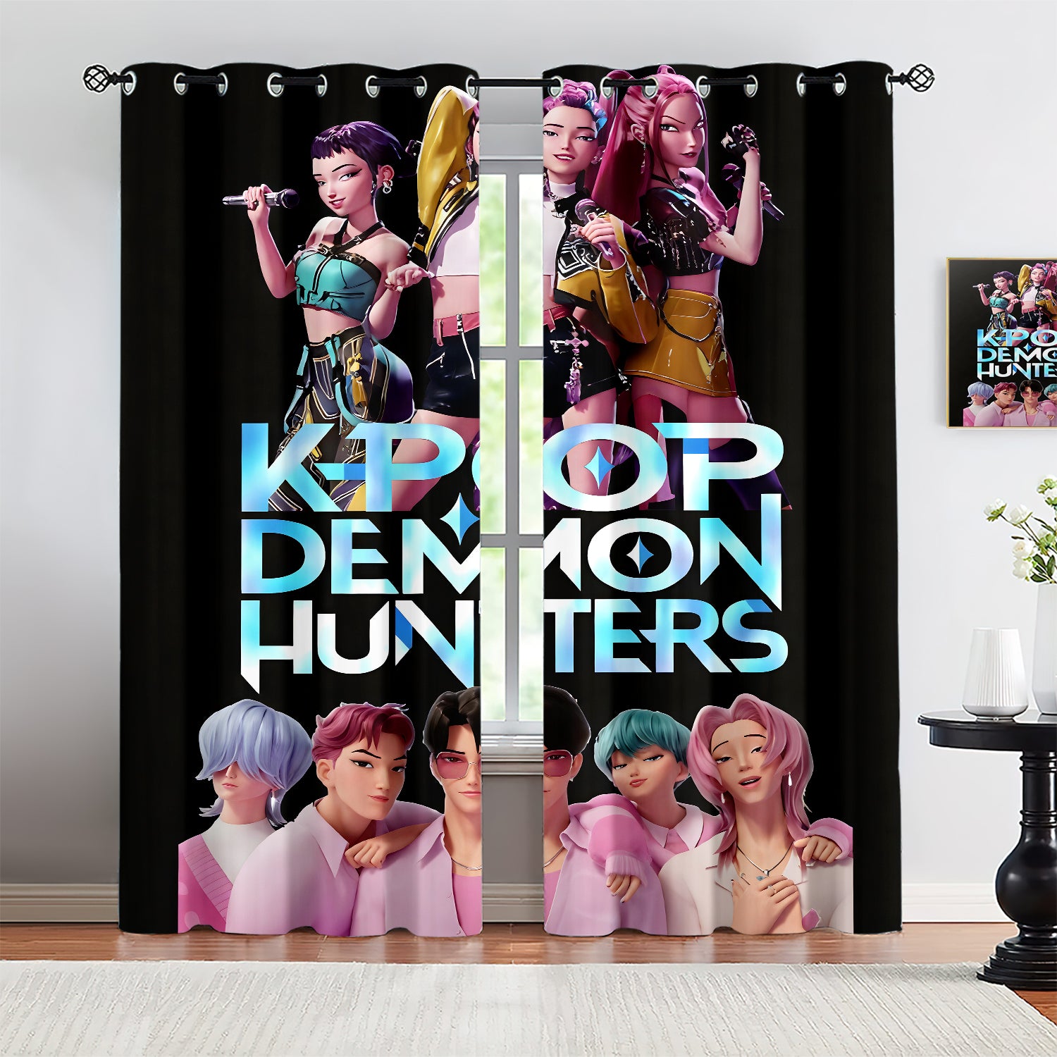 Kpop Demon Hunters  Blackout Curtains Drapes for Window Treatment Set