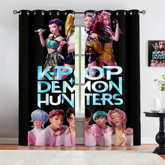 Kpop Demon Hunters  Blackout Curtains Drapes for Window Treatment Set
