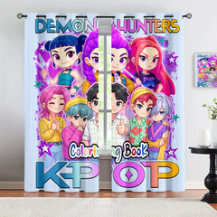 Kpop Demon Hunters  Blackout Curtains Drapes for Window Treatment Set
