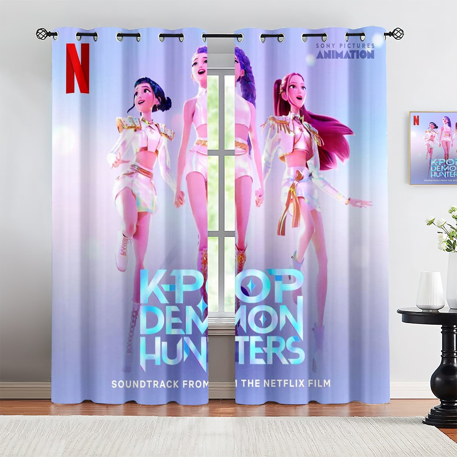 Kpop Demon Hunters  Blackout Curtains Drapes for Window Treatment Set