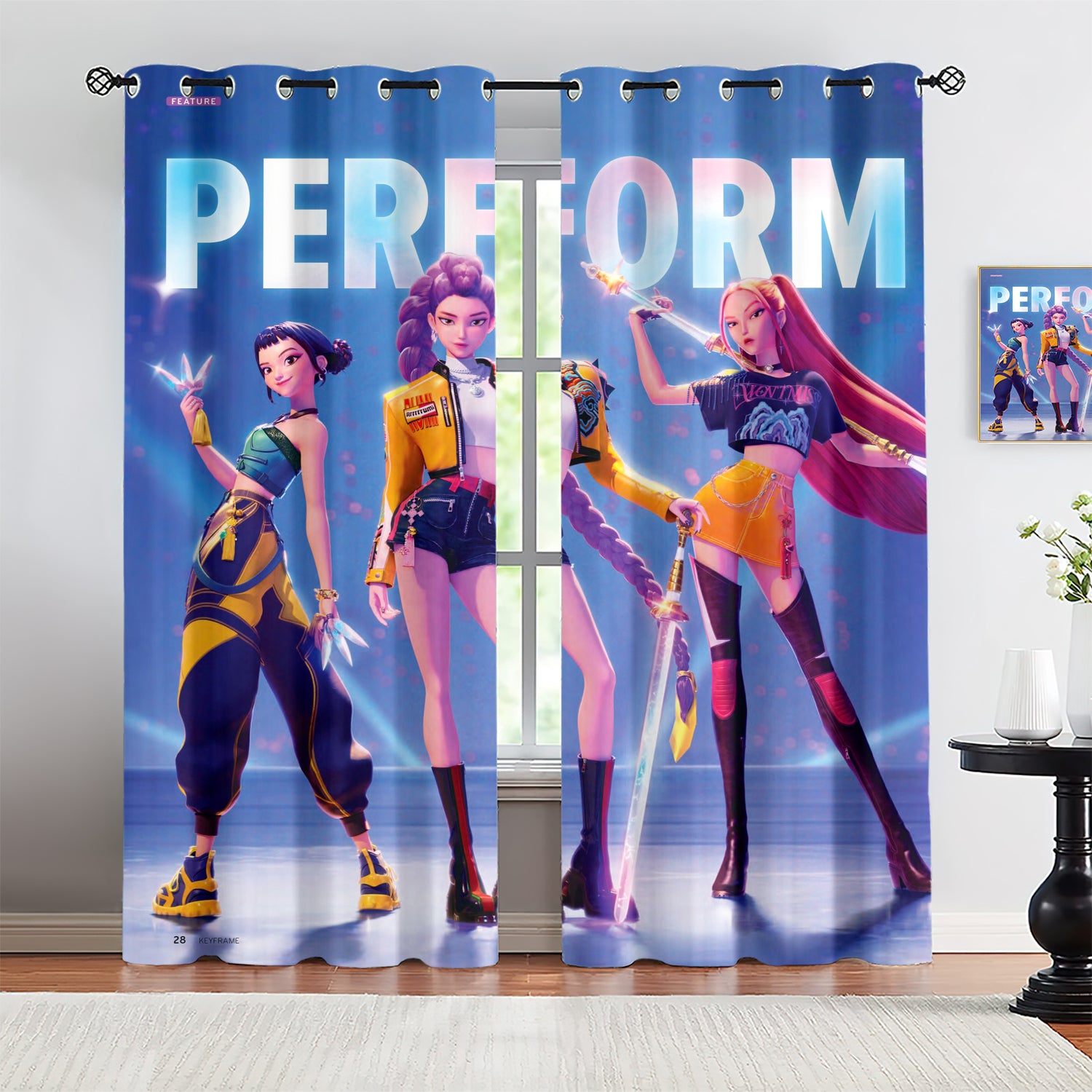 Kpop Demon Hunters  Blackout Curtains Drapes for Window Treatment Set