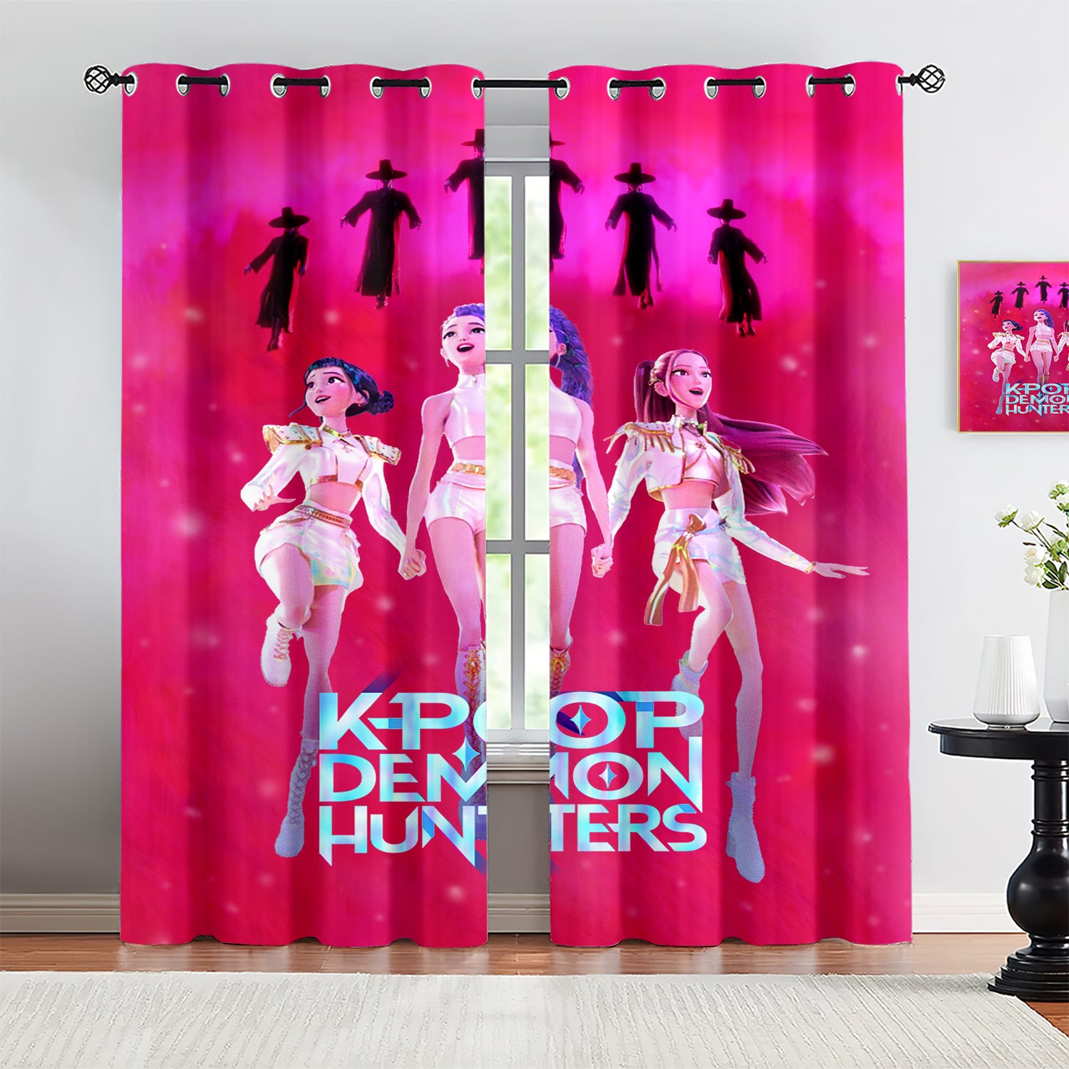 Kpop Demon Hunters  Blackout Curtains Drapes for Window Treatment Set