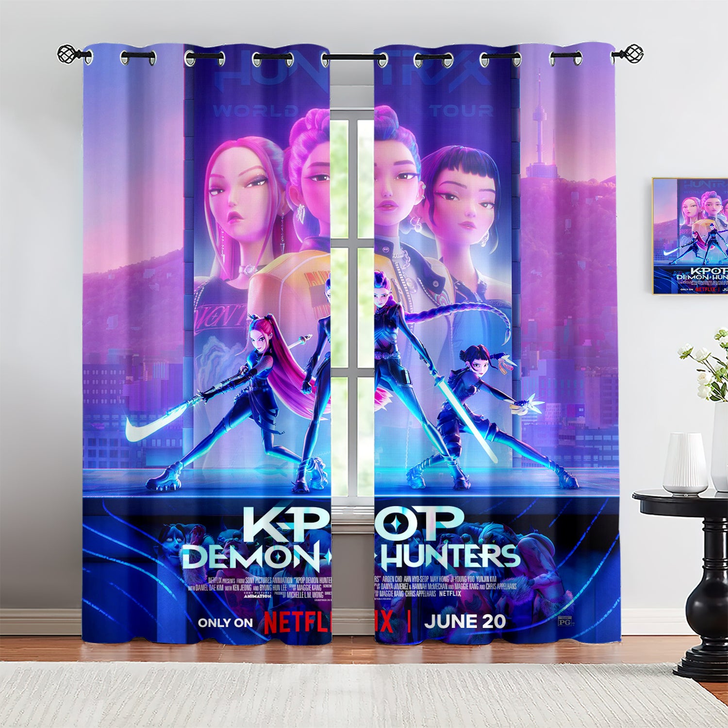 Kpop Demon Hunters  Blackout Curtains Drapes for Window Treatment Set