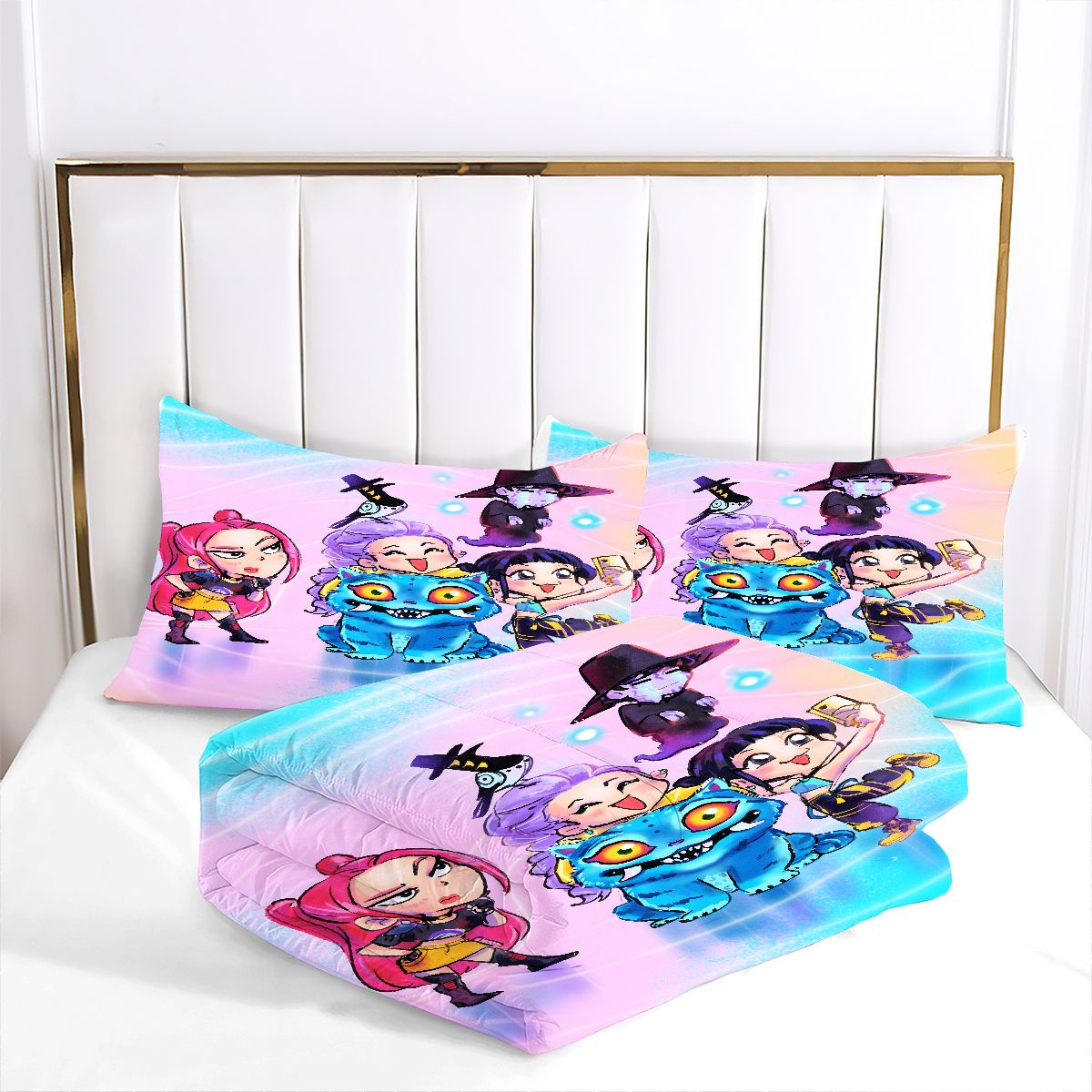 Kpop Demon Hunters Comforter Pillowcase Sets Blanket All Season Reversible Quilted Duvet