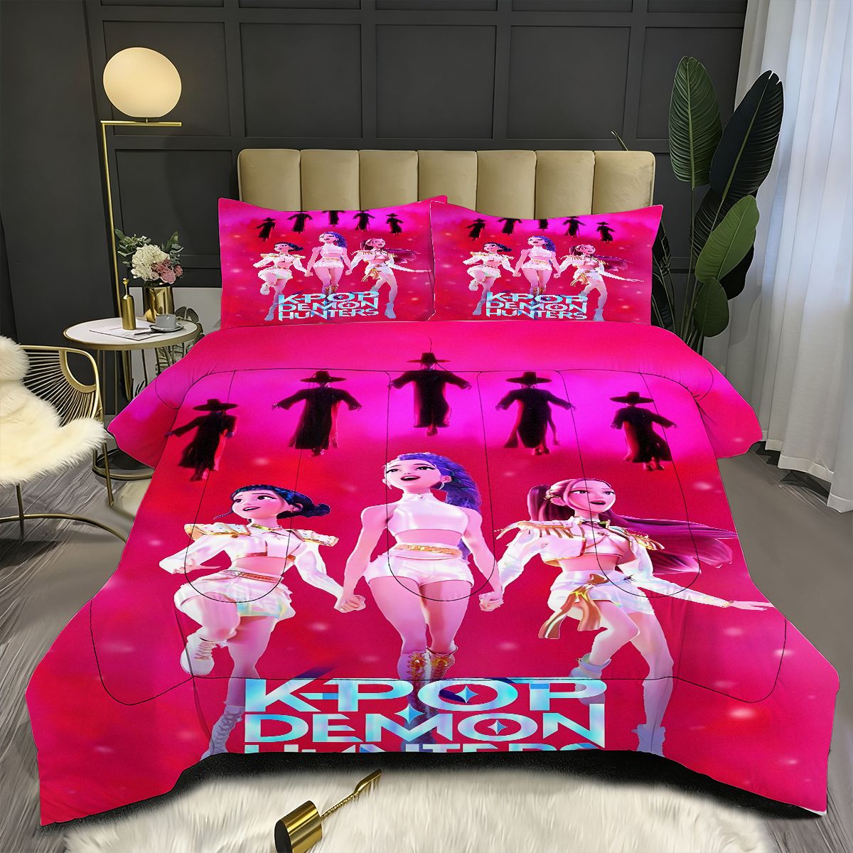 Kpop Demon Hunters Comforter Pillowcase Sets Blanket All Season Reversible Quilted Duvet
