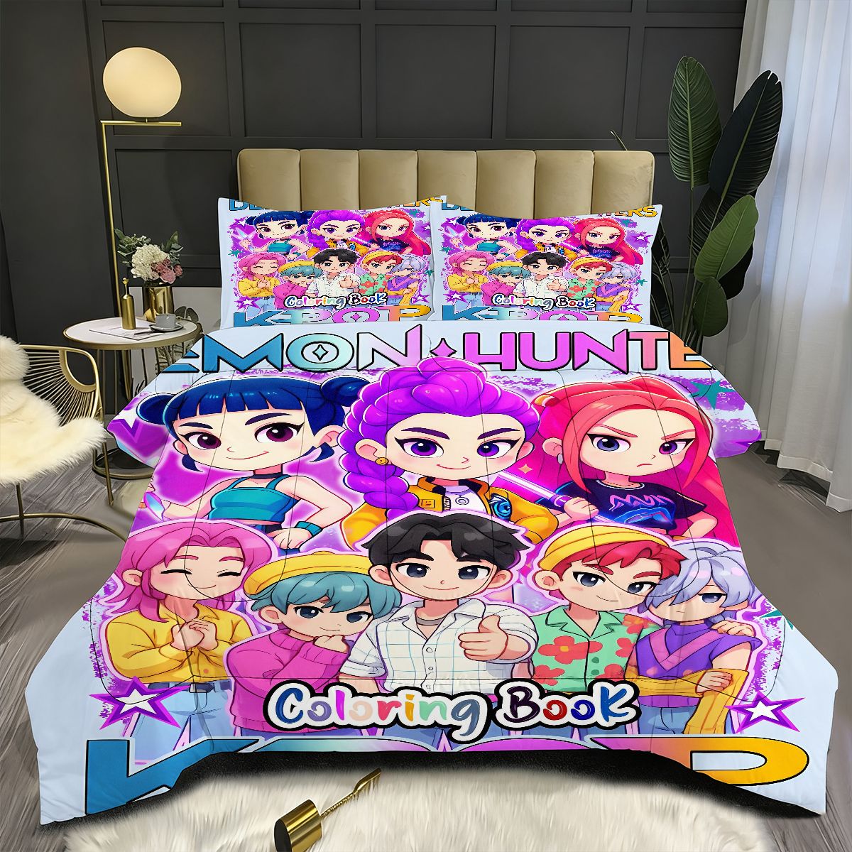 Kpop Demon Hunters Comforter Pillowcase Sets Blanket All Season Reversible Quilted Duvet