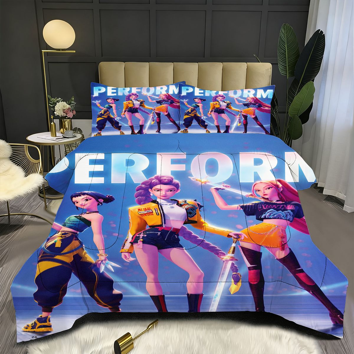 Kpop Demon Hunters Comforter Pillowcase Sets Blanket All Season Reversible Quilted Duvet