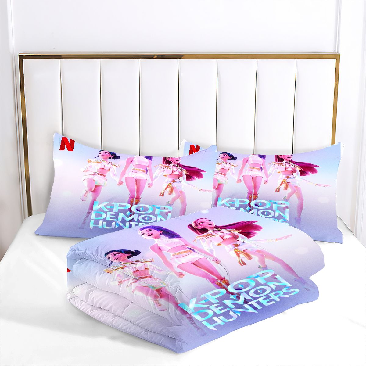Kpop Demon Hunters Comforter Pillowcase Sets Blanket All Season Reversible Quilted Duvet