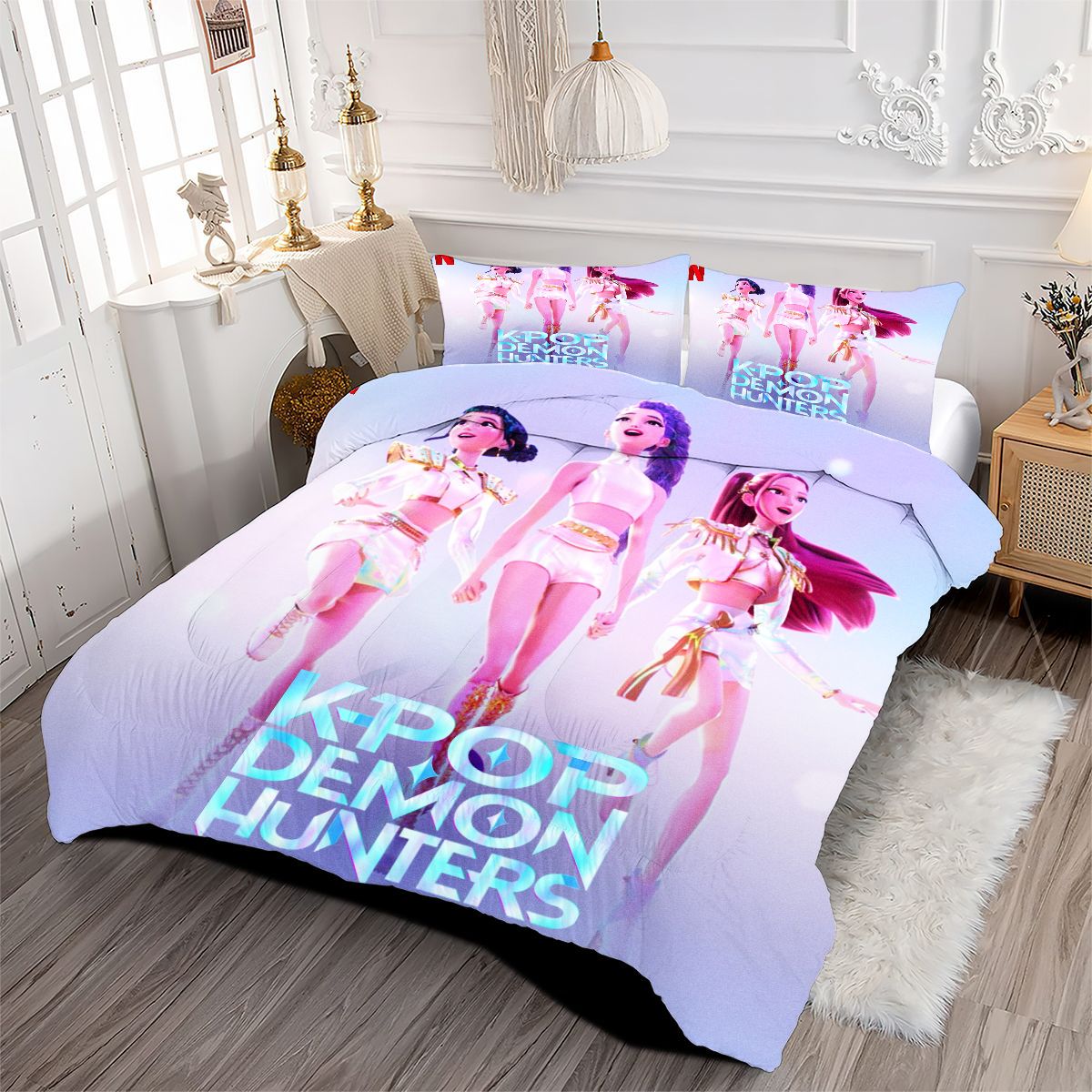 Kpop Demon Hunters Comforter Pillowcase Sets Blanket All Season Reversible Quilted Duvet