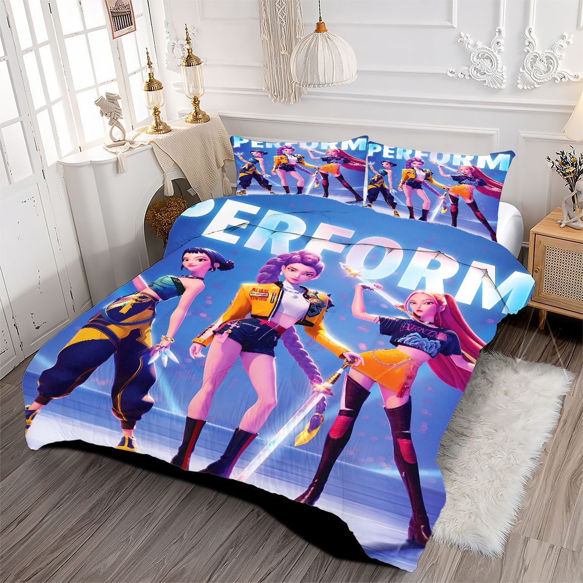 Kpop Demon Hunters Comforter Pillowcase Sets Blanket All Season Reversible Quilted Duvet