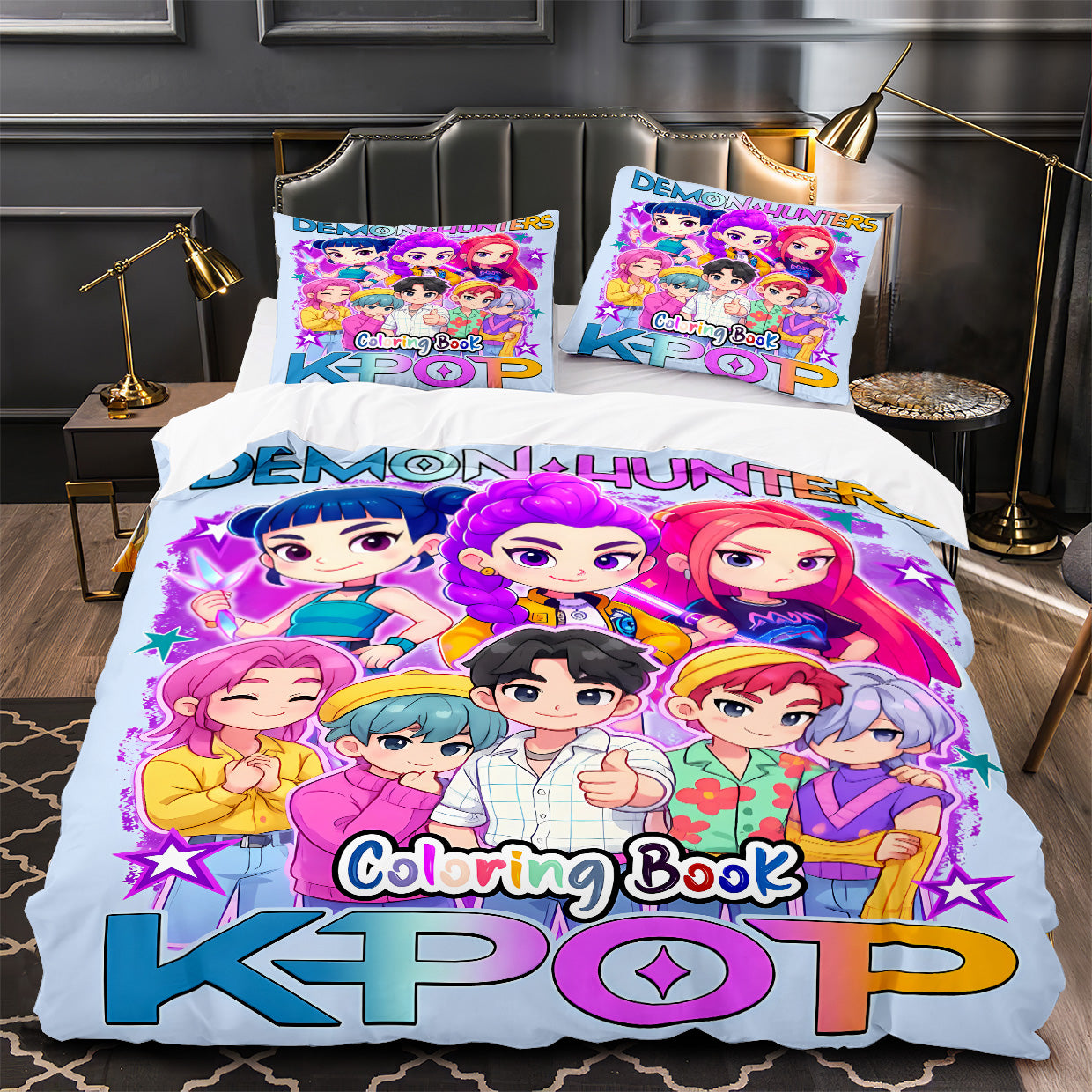 Kpop Demon Hunters Duvet Cover Quilt Case Pillowcase Bedding Set Without Filler