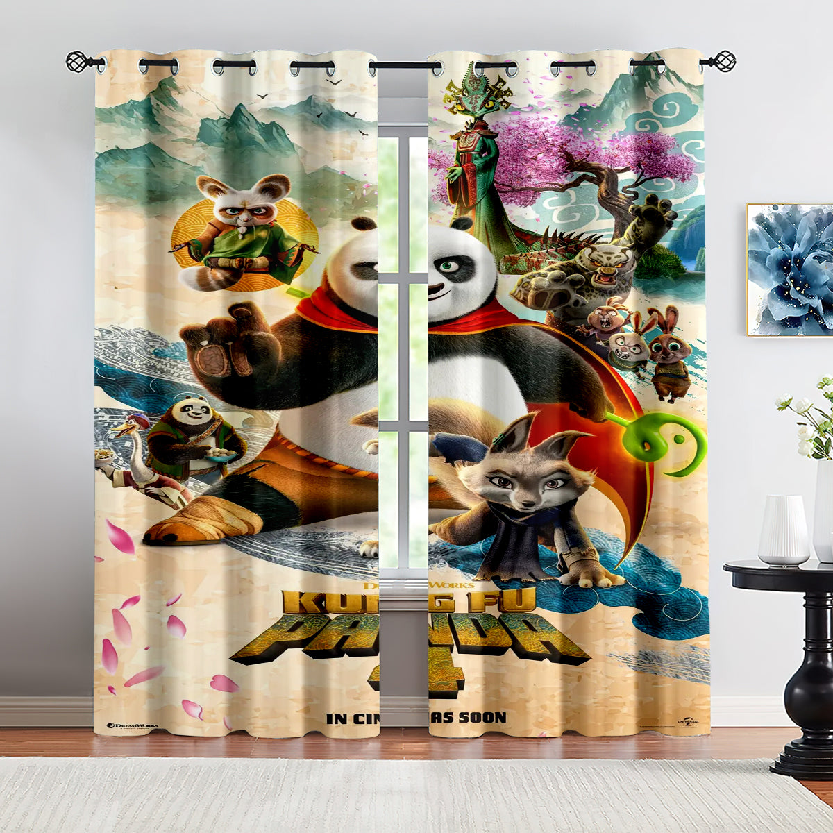 Kung Fu Panda Blackout Curtains Drapes for Window Treatment Set