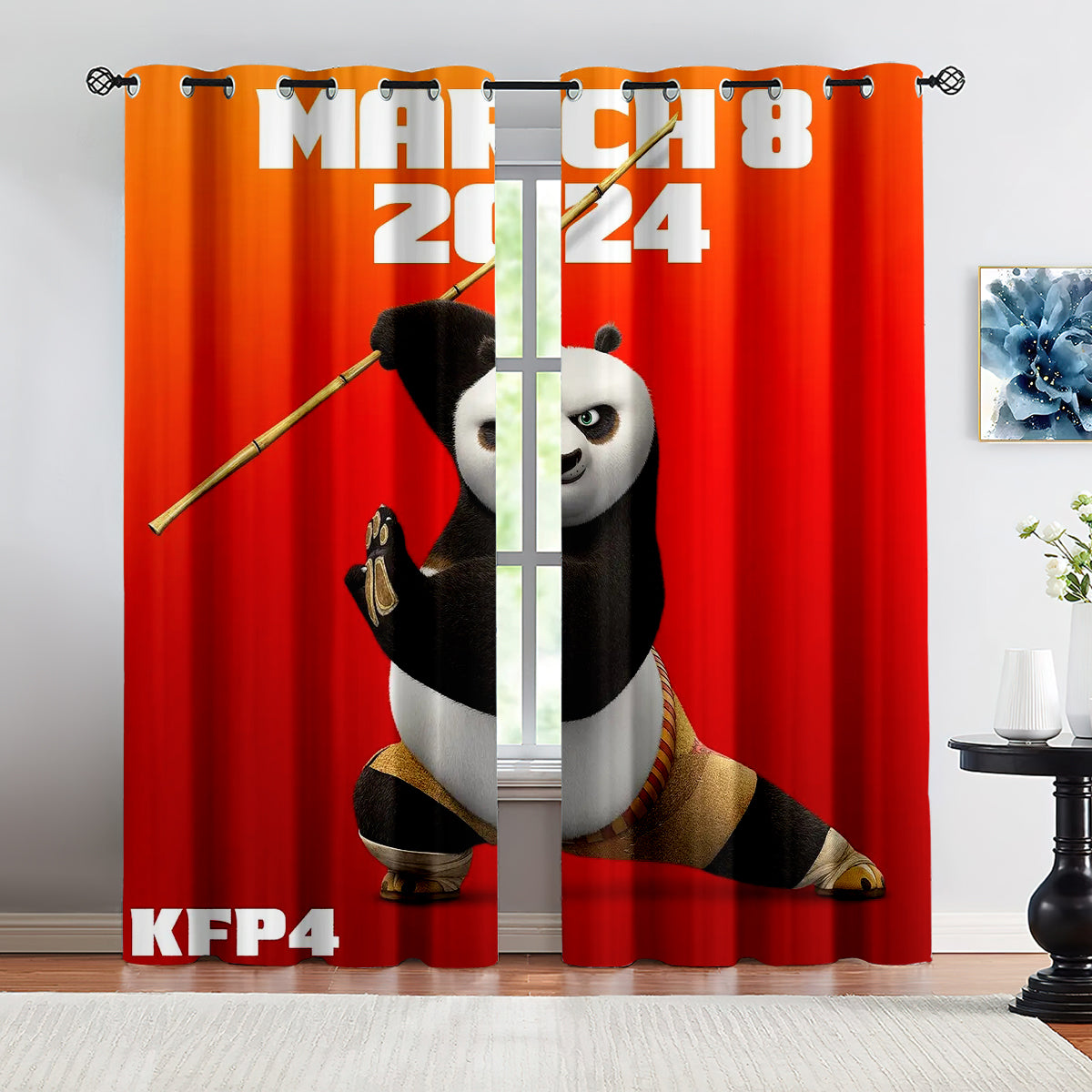 Kung Fu Panda Blackout Curtains Drapes for Window Treatment Set