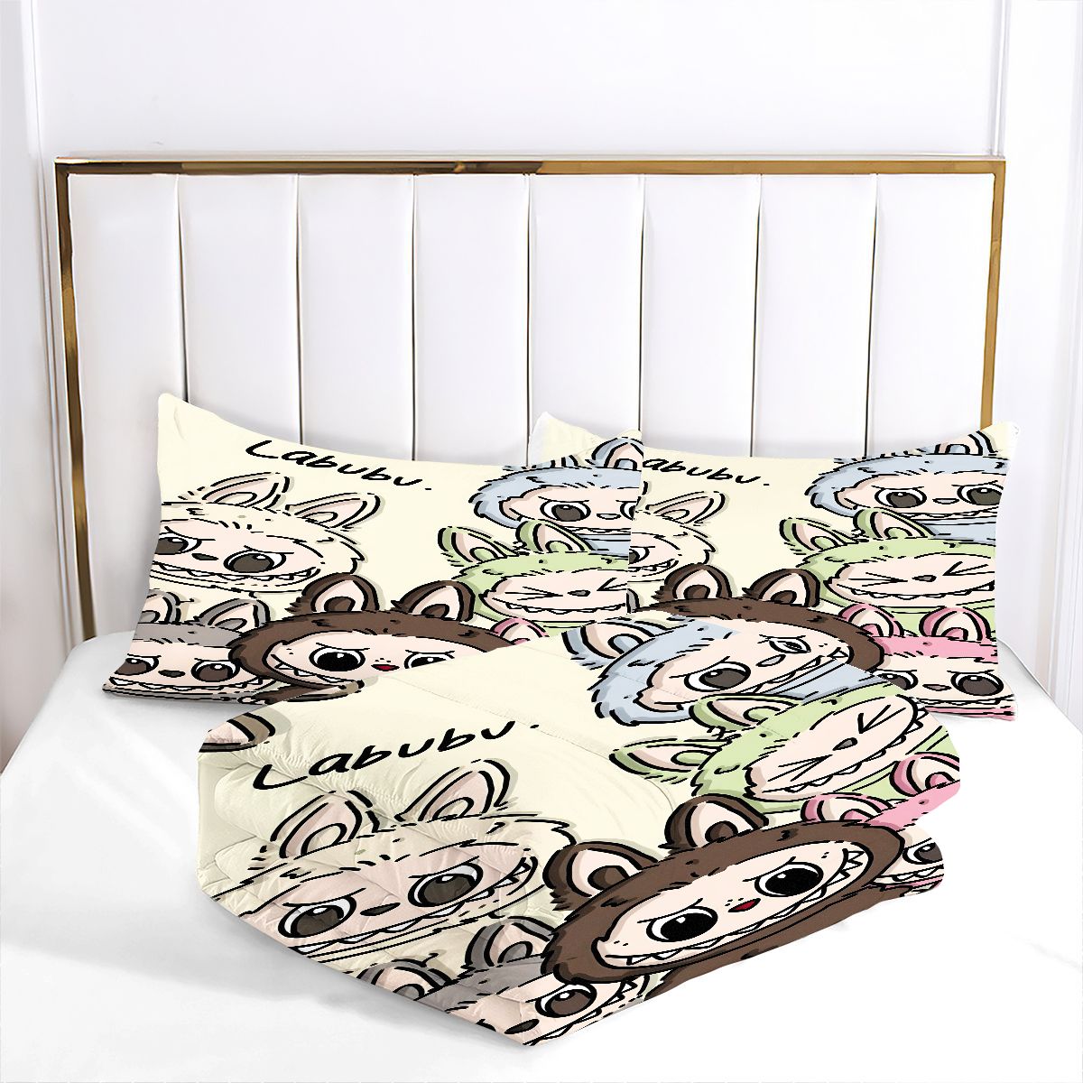 Labubu Comforter Pillowcase Sets Blanket All Season Reversible Quilted Duvet