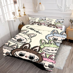Labubu Comforter Pillowcase Sets Blanket All Season Reversible Quilted Duvet