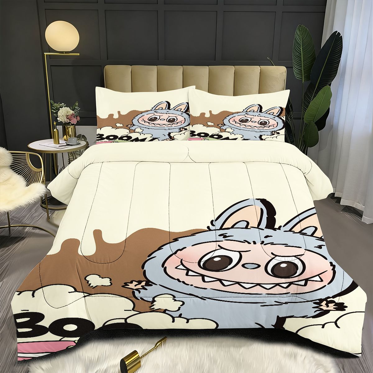 Labubu Comforter Pillowcase Sets Blanket All Season Reversible Quilted Duvet