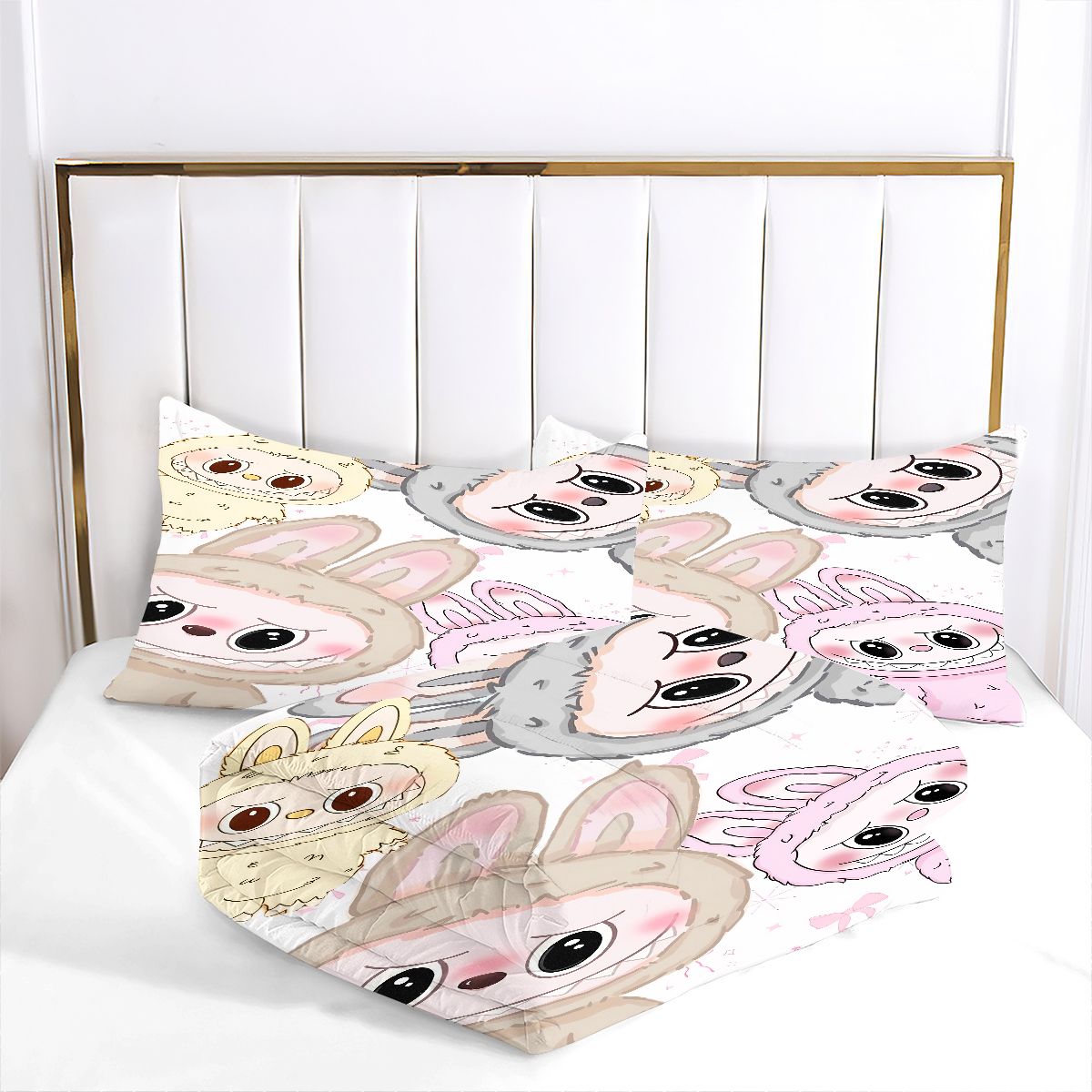 Labubu Comforter Pillowcase Sets Blanket All Season Reversible Quilted Duvet
