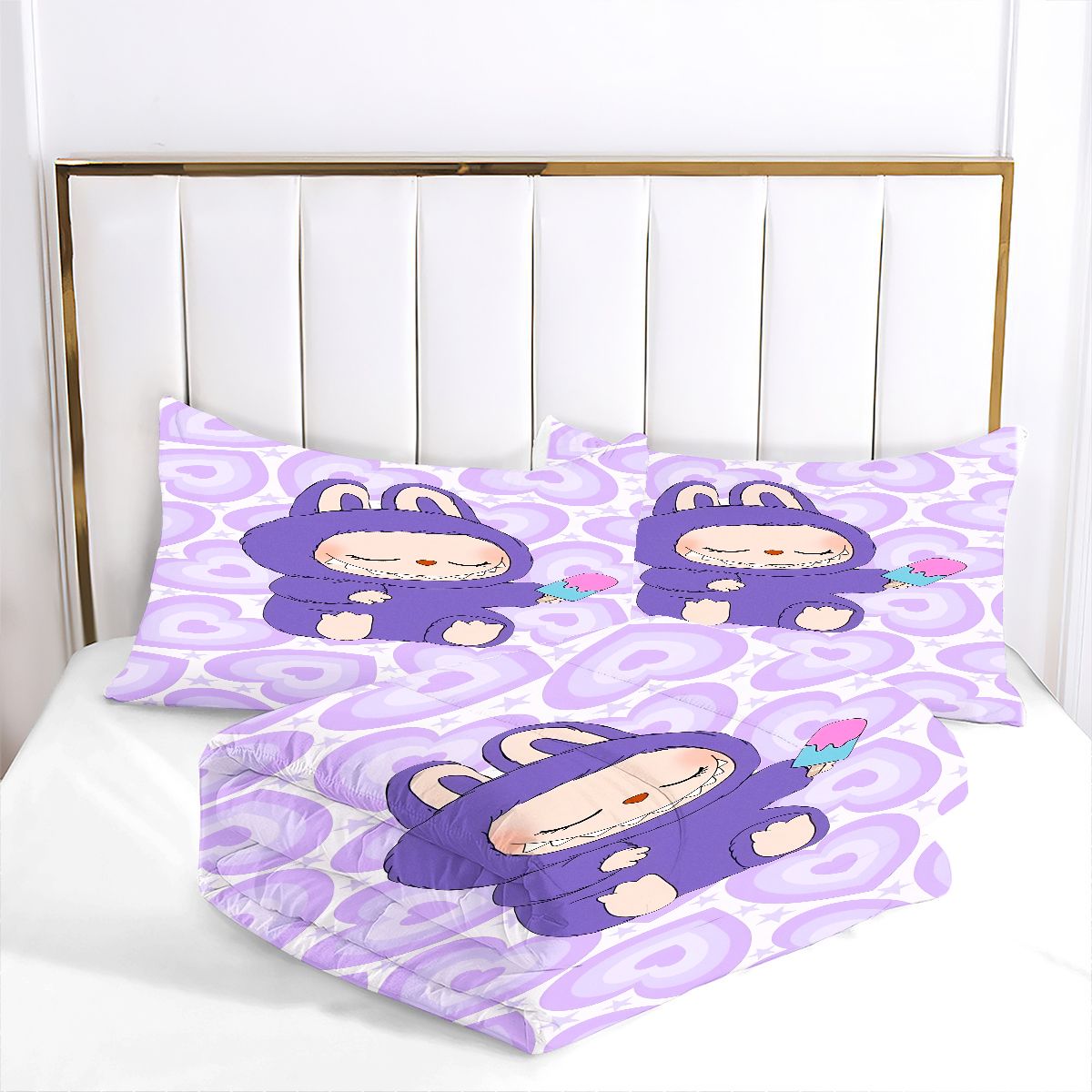Labubu Comforter Pillowcase Sets Blanket All Season Reversible Quilted Duvet