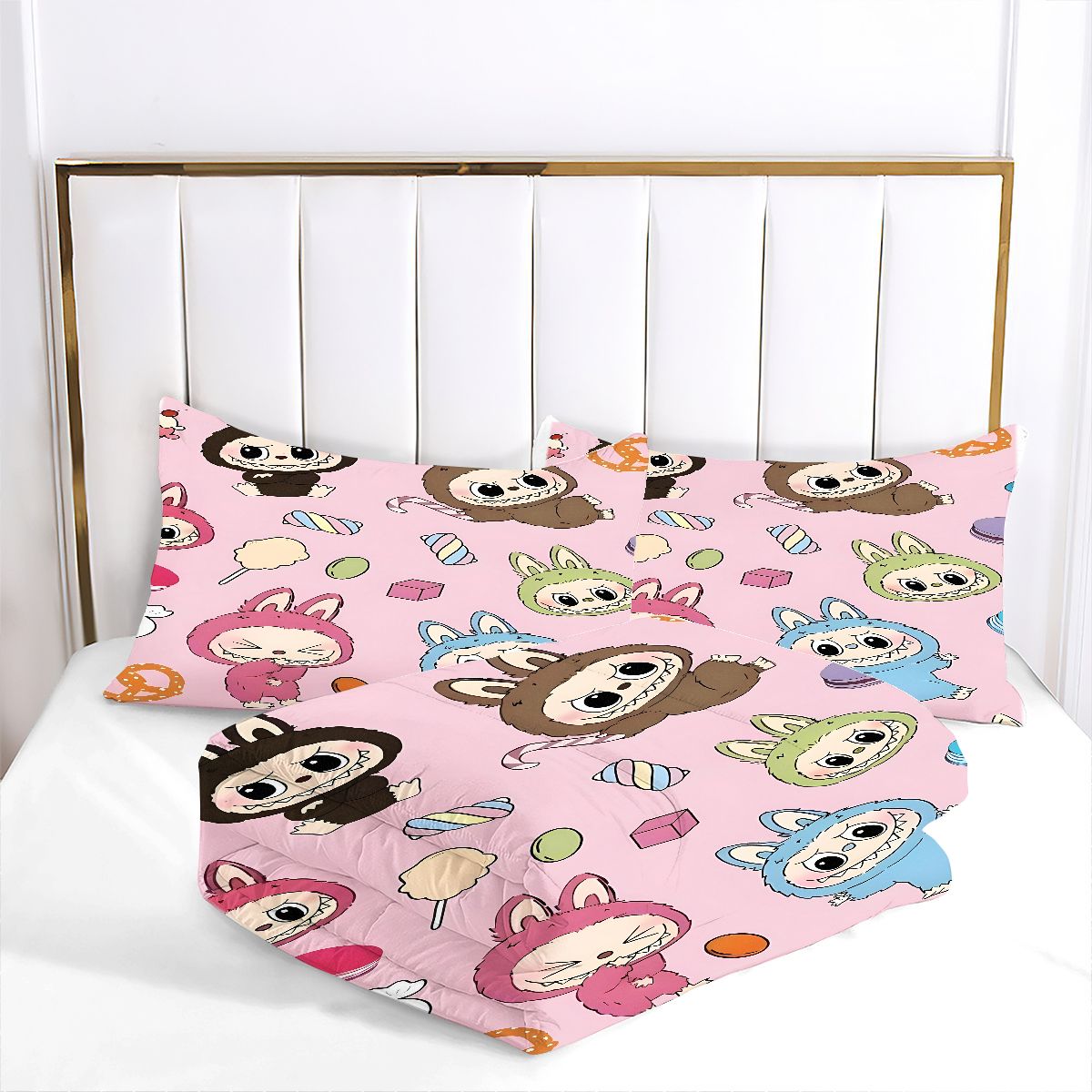 Labubu Comforter Pillowcase Sets Blanket All Season Reversible Quilted Duvet