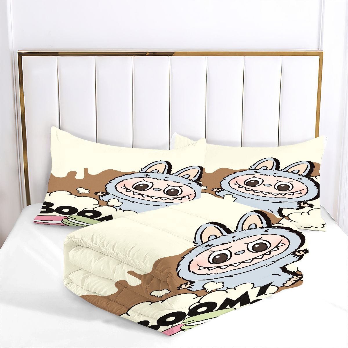 Labubu Comforter Pillowcase Sets Blanket All Season Reversible Quilted Duvet