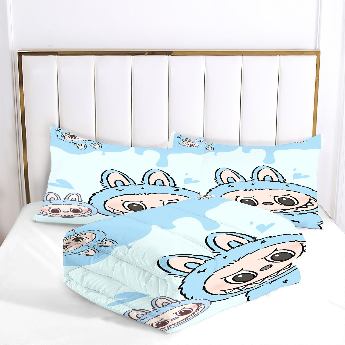 Labubu Comforter Pillowcase Sets Blanket All Season Reversible Quilted Duvet