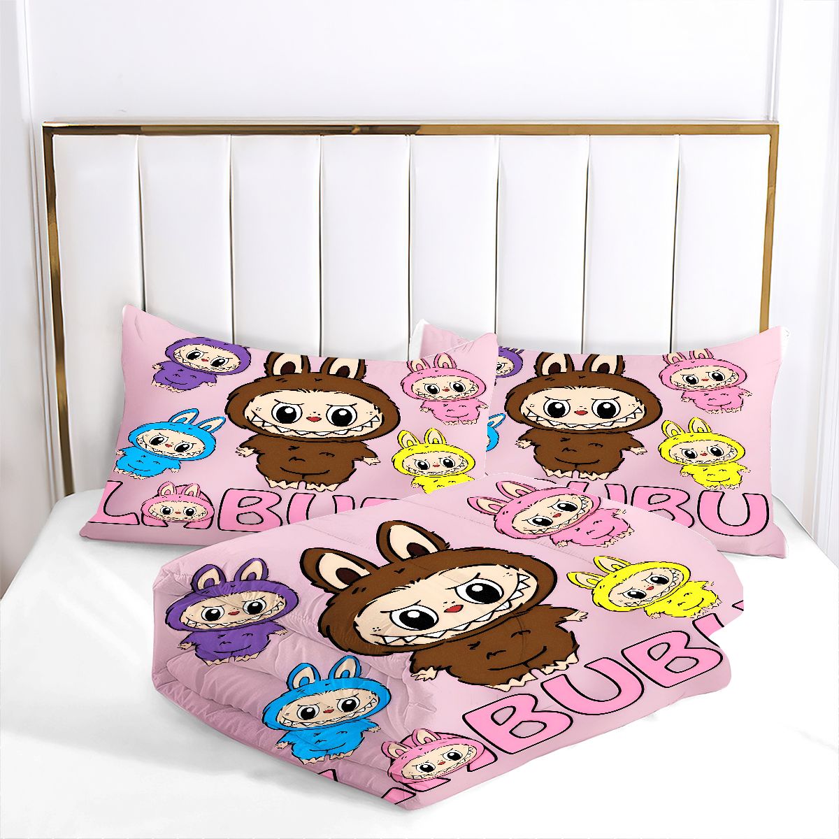 Labubu Comforter Pillowcase Sets Blanket All Season Reversible Quilted Duvet