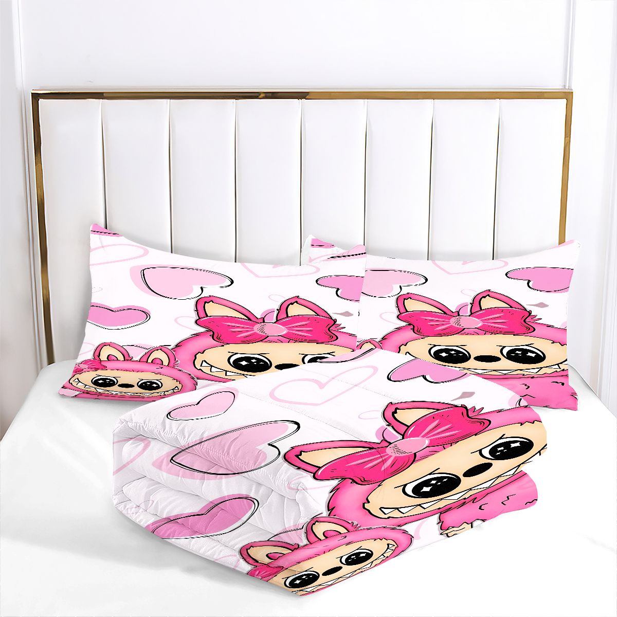 Labubu Comforter Pillowcase Sets Blanket All Season Reversible Quilted Duvet