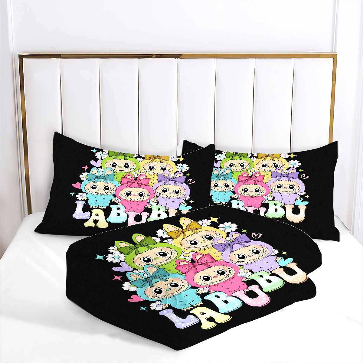 Labubu Comforter Pillowcase Sets Blanket All Season Reversible Quilted Duvet