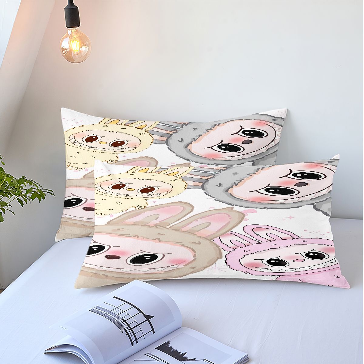 Labubu Comforter Pillowcase Sets Blanket All Season Reversible Quilted Duvet