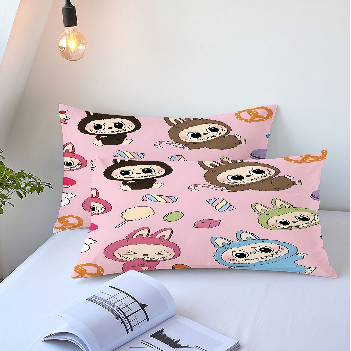 Labubu Comforter Pillowcase Sets Blanket All Season Reversible Quilted Duvet