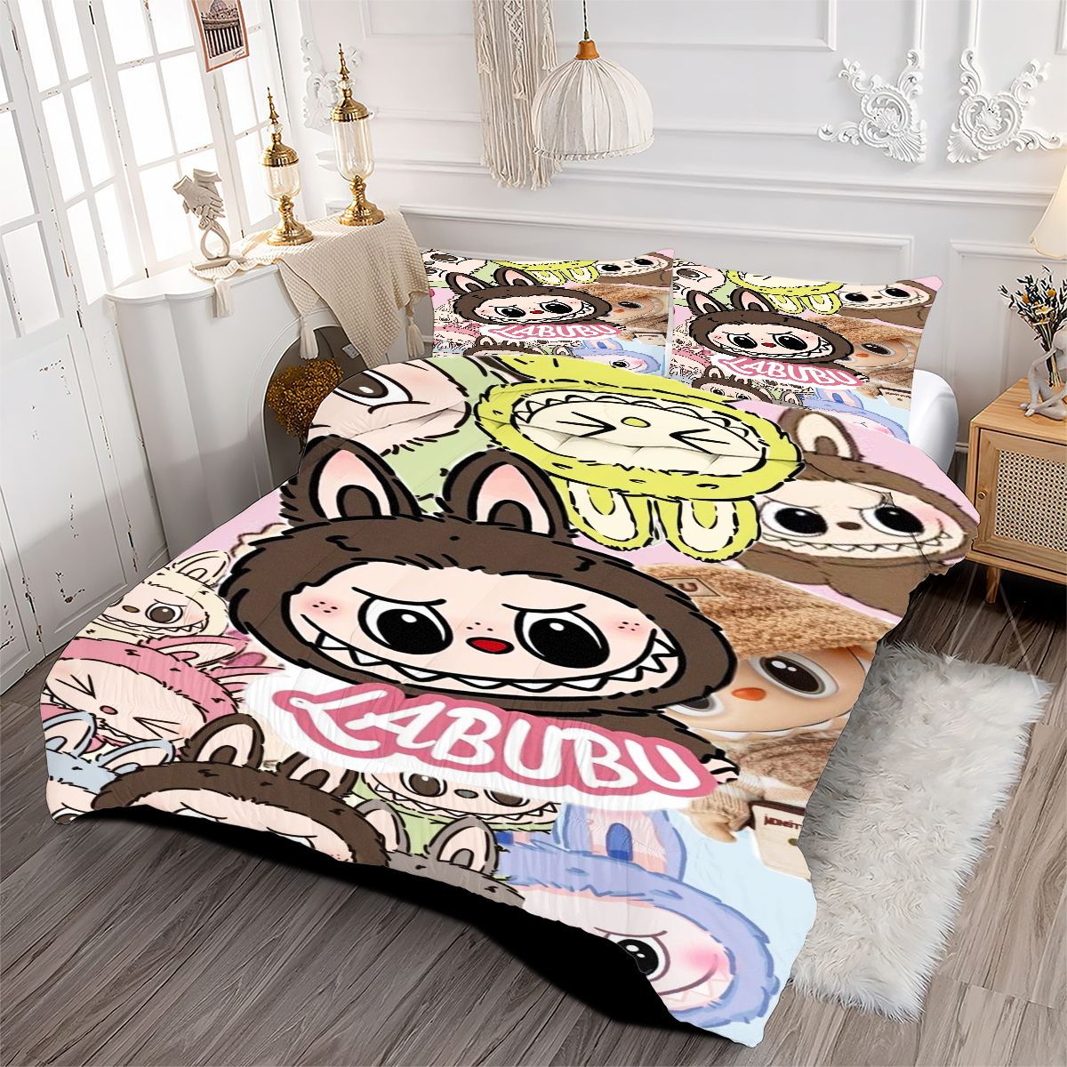 Labubu Comforter Pillowcase Sets Blanket All Season Reversible Quilted Duvet