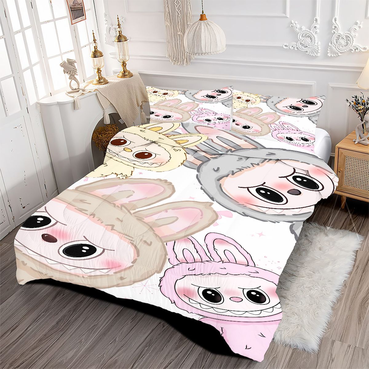 Labubu Comforter Pillowcase Sets Blanket All Season Reversible Quilted Duvet