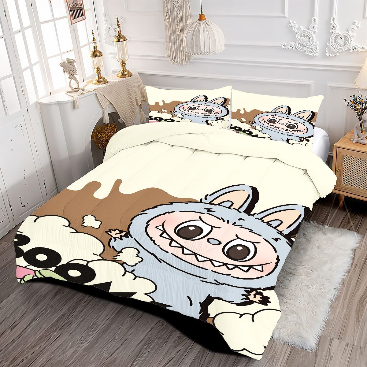 Labubu Comforter Pillowcase Sets Blanket All Season Reversible Quilted Duvet