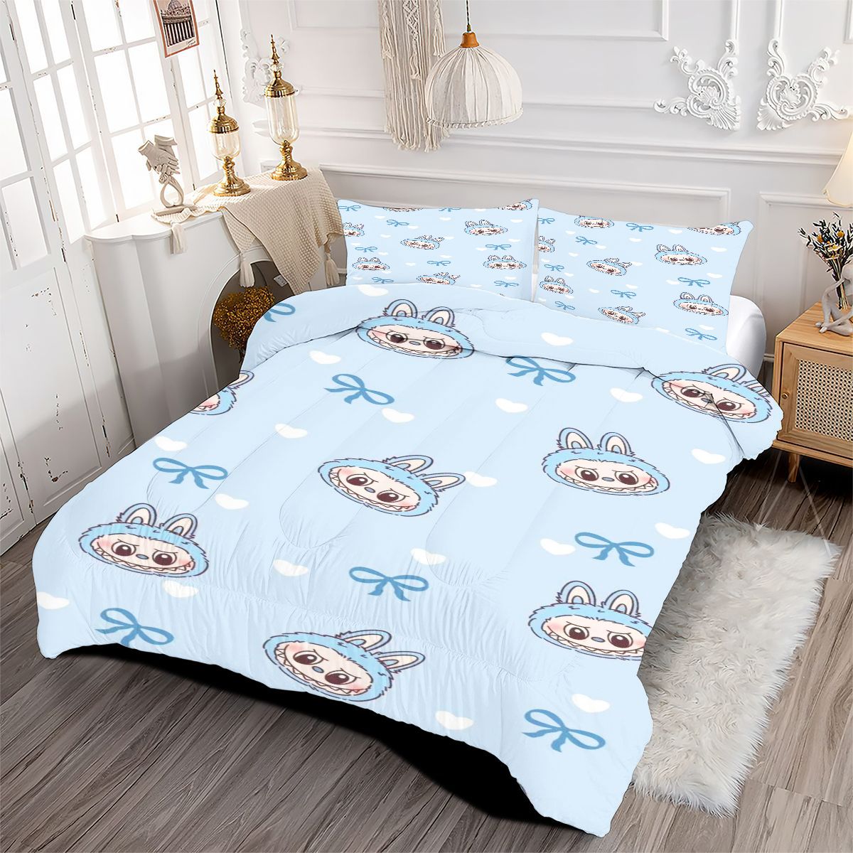 Labubu Comforter Pillowcase Sets Blanket All Season Reversible Quilted Duvet