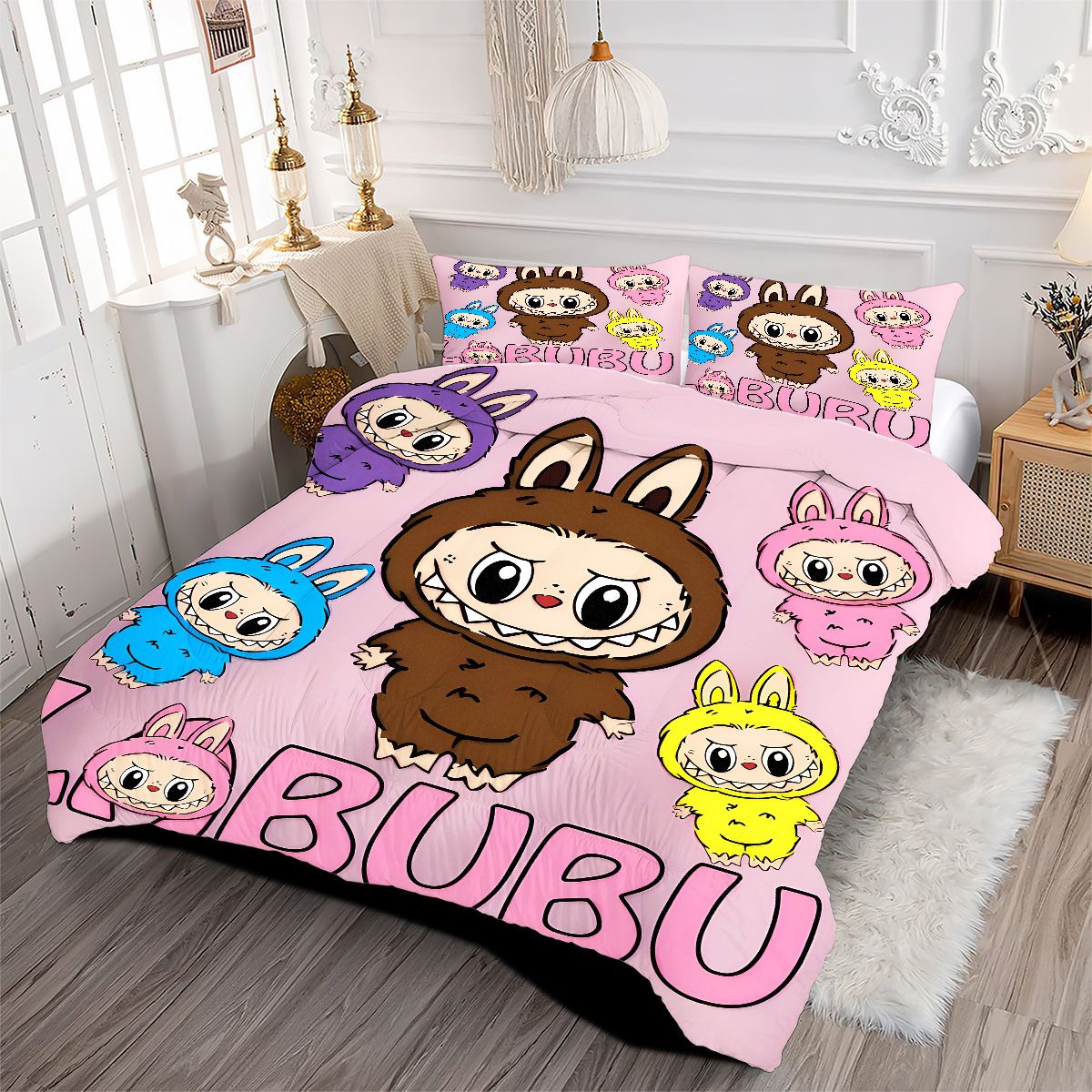 Labubu Comforter Pillowcase Sets Blanket All Season Reversible Quilted Duvet