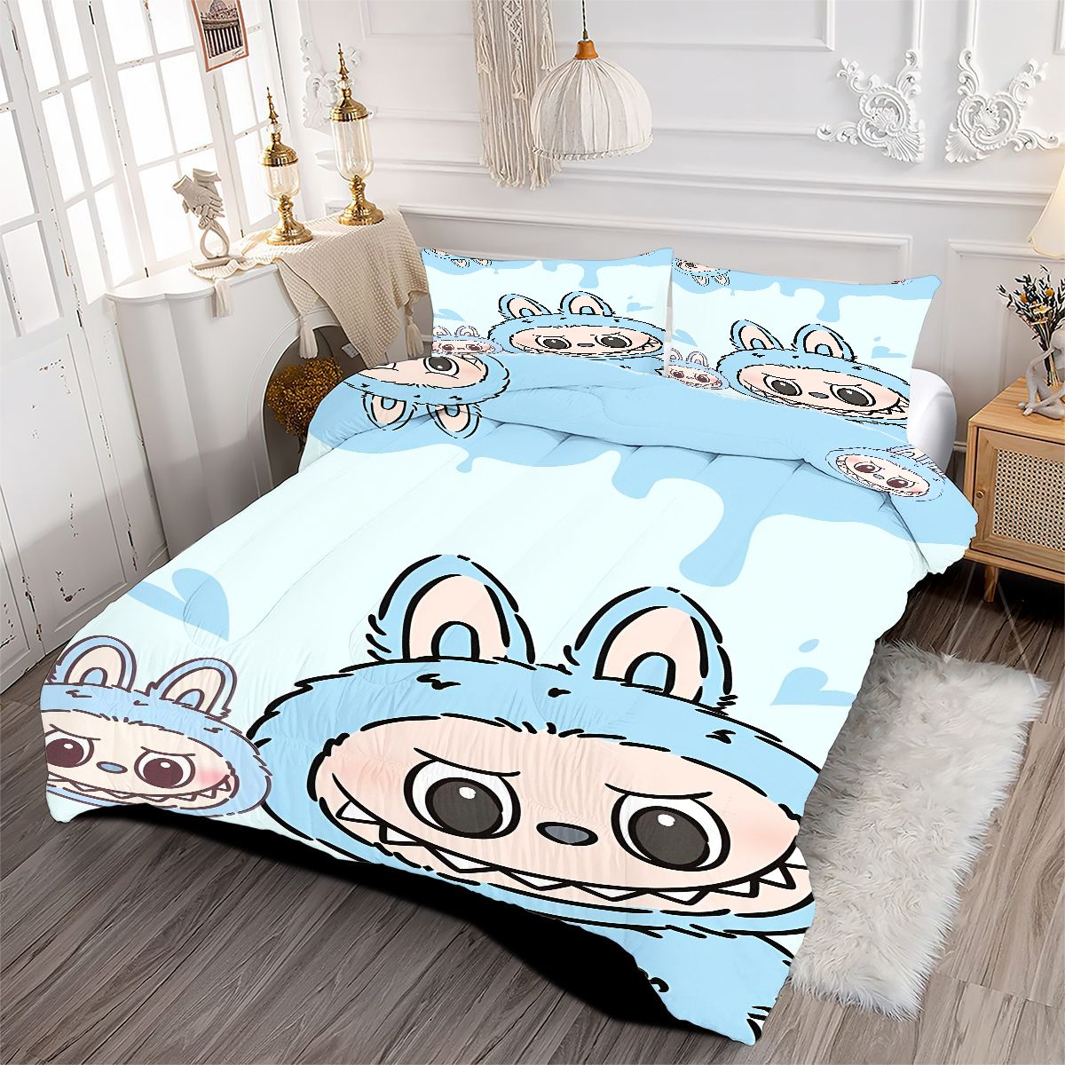 Labubu Comforter Pillowcase Sets Blanket All Season Reversible Quilted Duvet