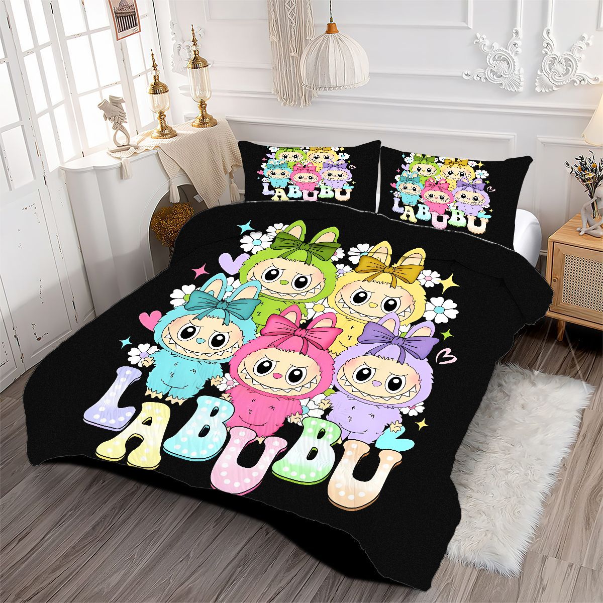 Labubu Comforter Pillowcase Sets Blanket All Season Reversible Quilted Duvet