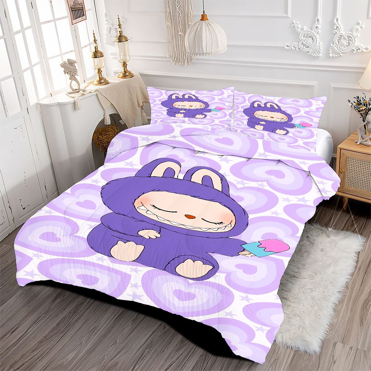 Labubu Comforter Pillowcase Sets Blanket All Season Reversible Quilted Duvet