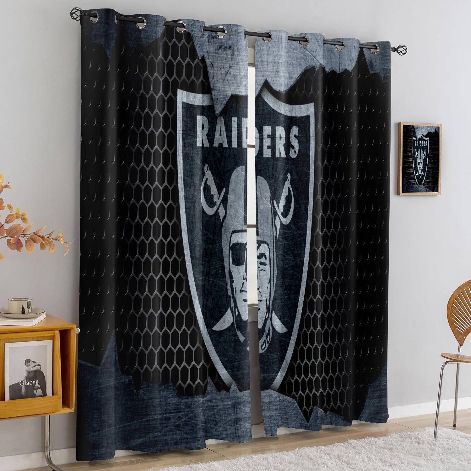 Las Vegas Raiders Blackout Curtains Drapes For Window Treatment Set